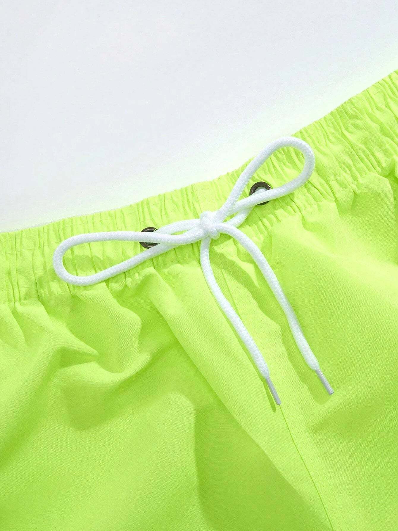 Plain Solid Drawstring Swim Trunks-Waves And Trunks