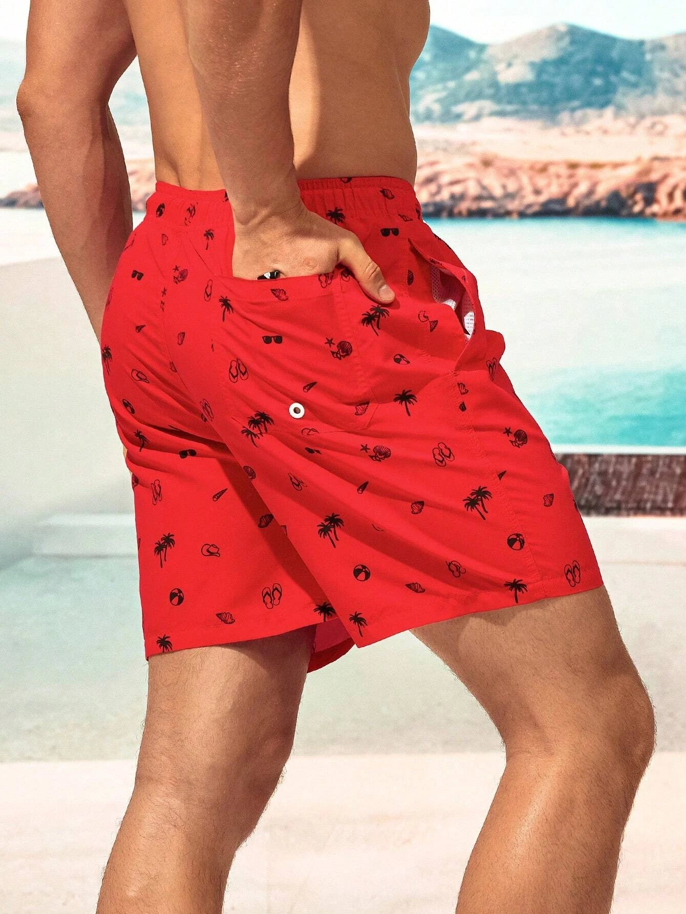 Non Stretch Patched Shorts-Waves And Trunks
