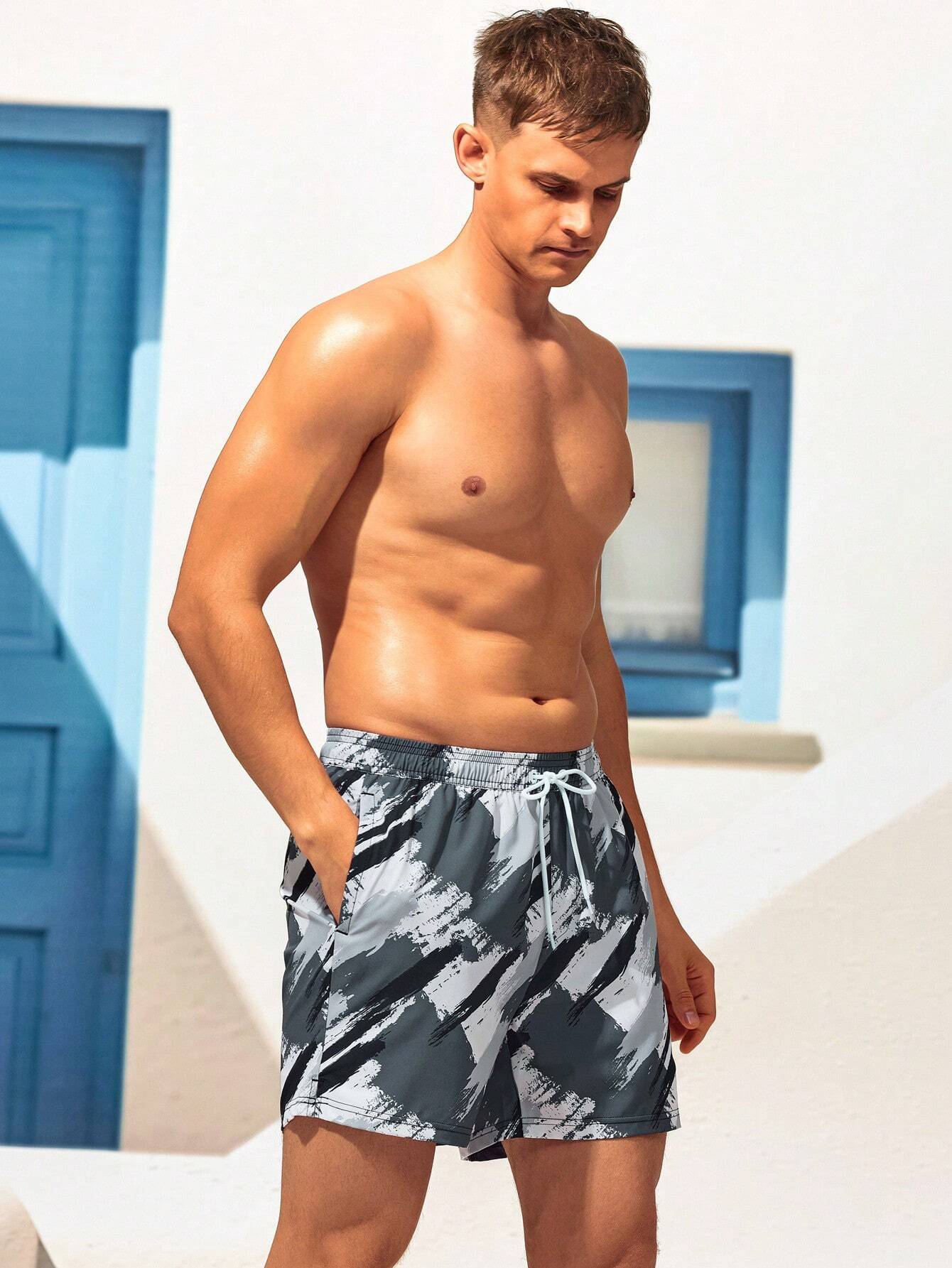 2 In 1 Drawstring Bottoms Swim Trunks-Waves And Trunks