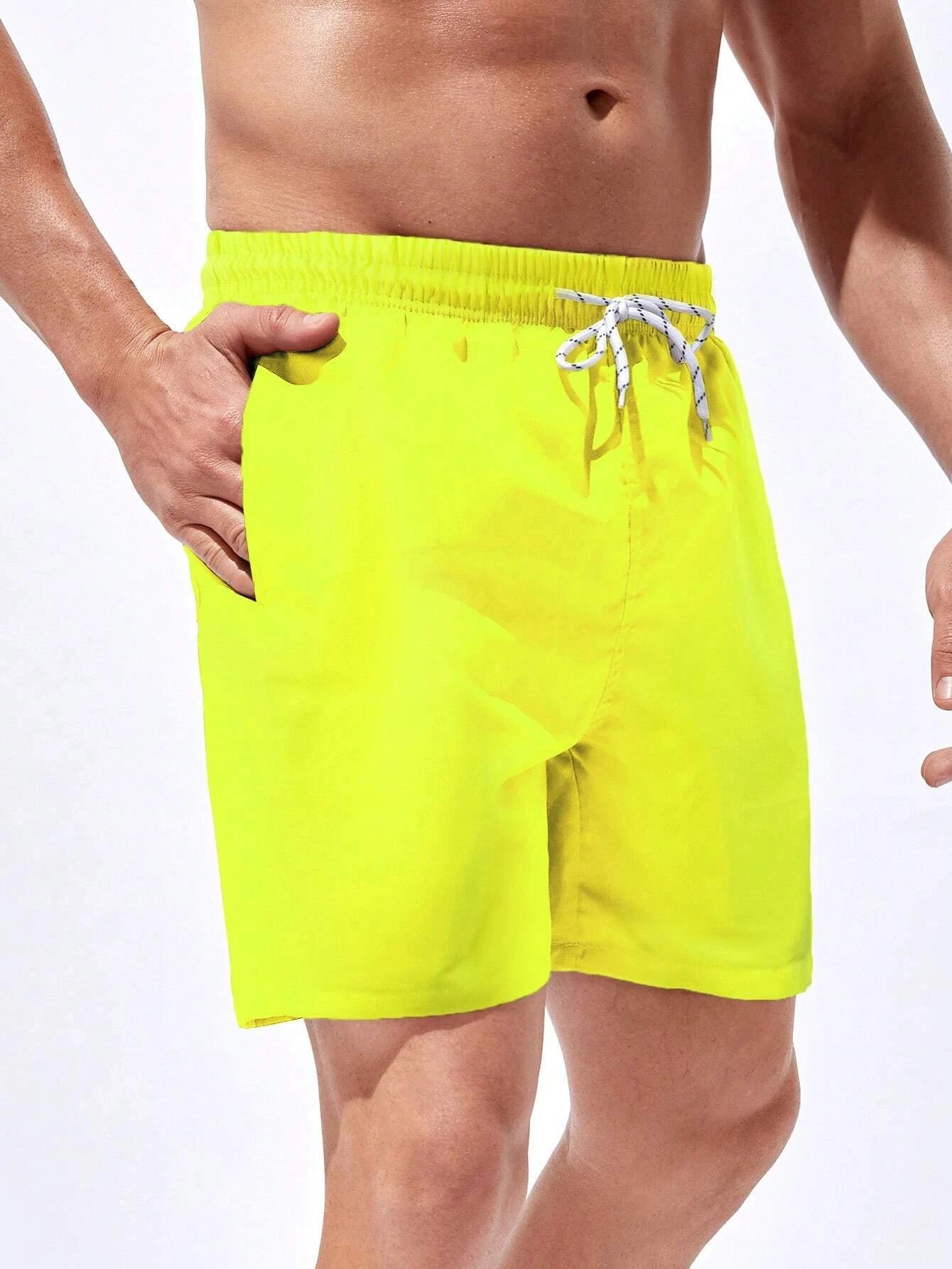 Plain Classic Drawstring Pocket Shorts-Waves And Trunks
