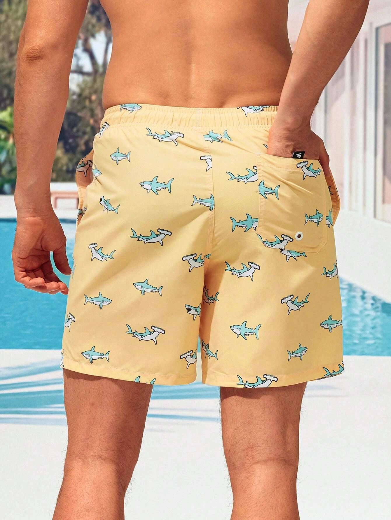 Shark Print Swim Trunks-Waves And Trunks