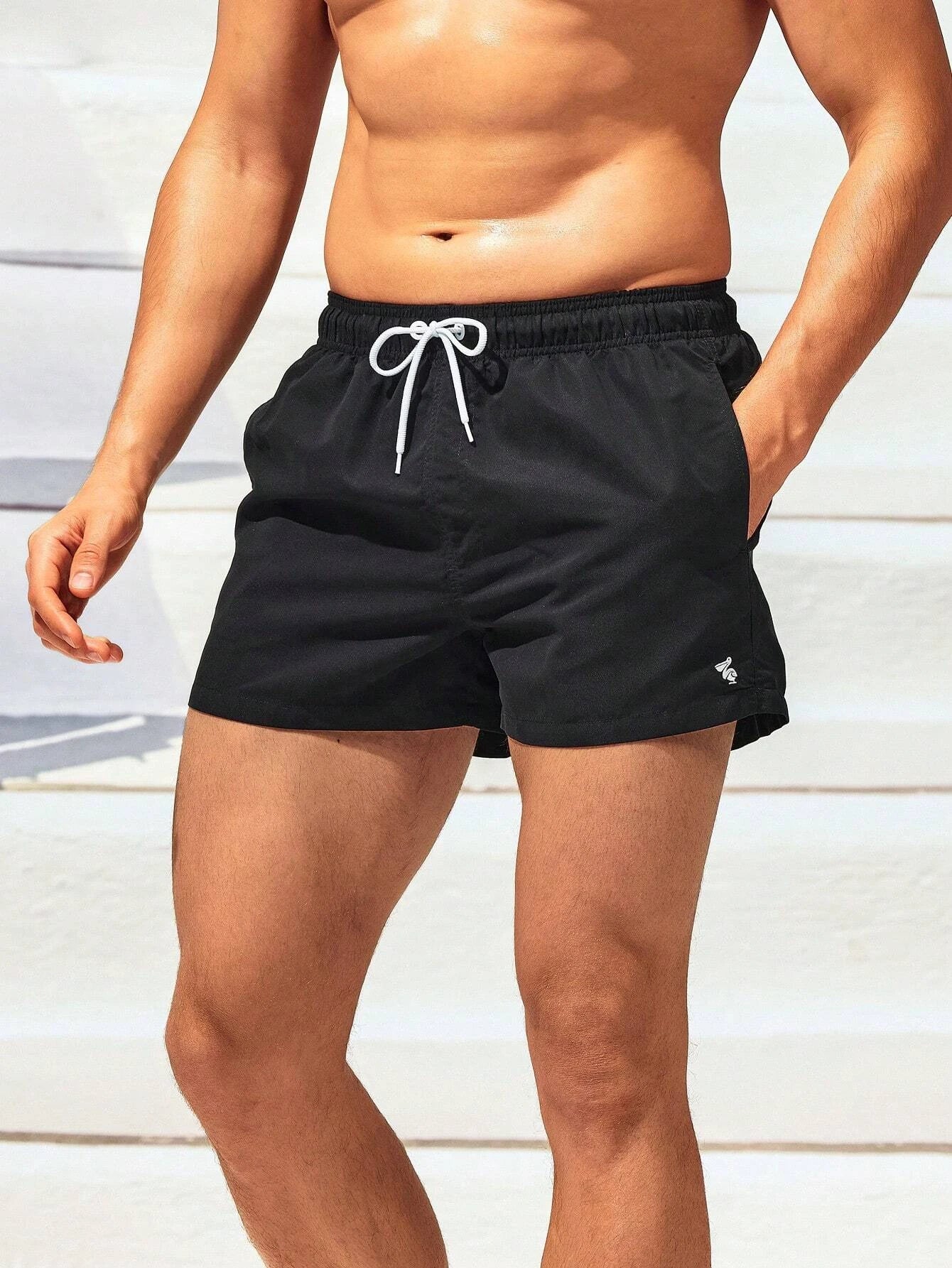 Drawstring Waist Swim Shorts-Waves And Trunks