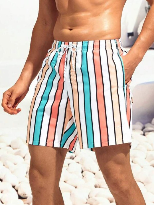 Striped Color Swim Shorts-Waves And Trunks