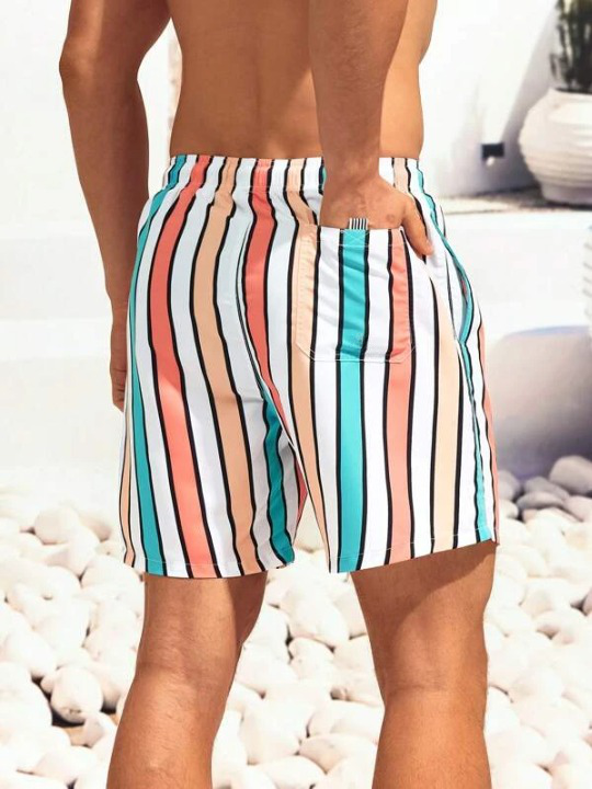 Striped Color Swim Shorts-Waves And Trunks