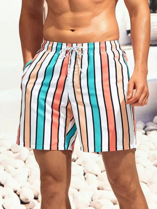 Striped Color Swim Shorts-Waves And Trunks