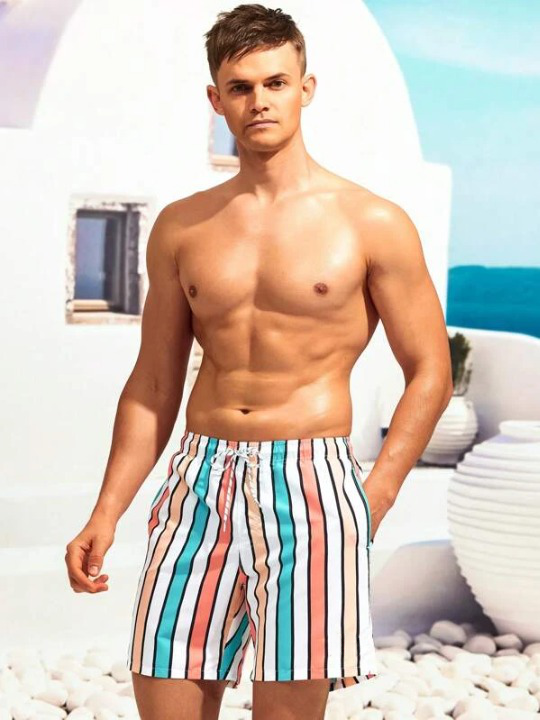 Striped Color Swim Shorts-Waves And Trunks