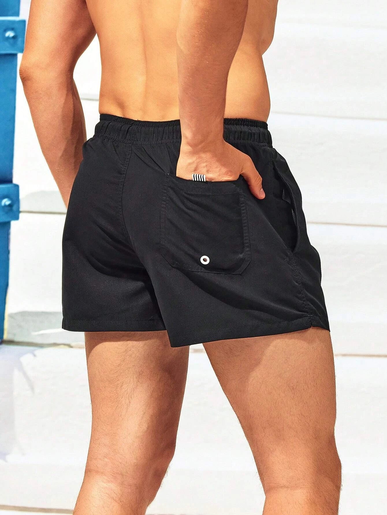 Drawstring Waist Swim Shorts-Waves And Trunks