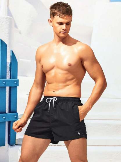 Drawstring Waist Swim Shorts-Waves And Trunks