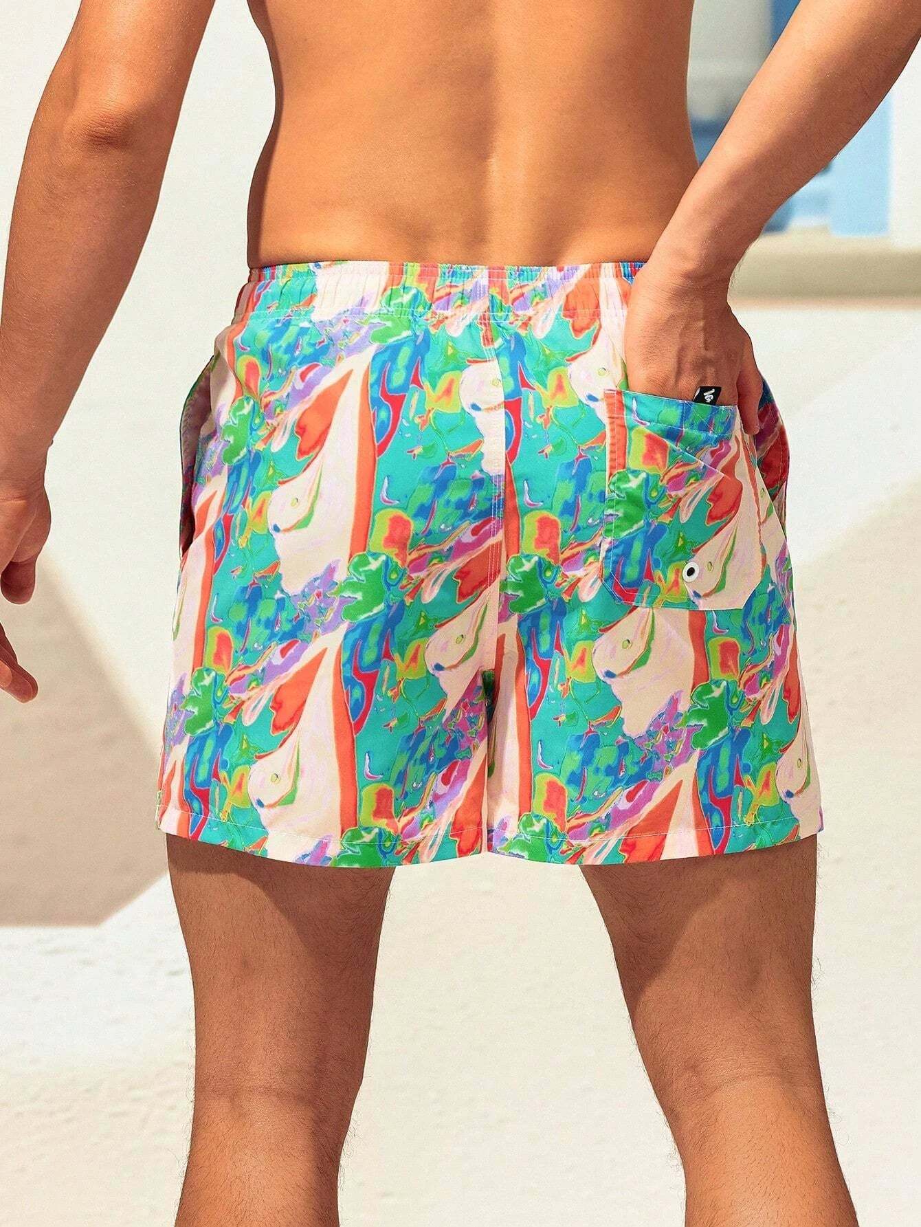 Tie Dye Print Swim Trunks-Waves And Trunks