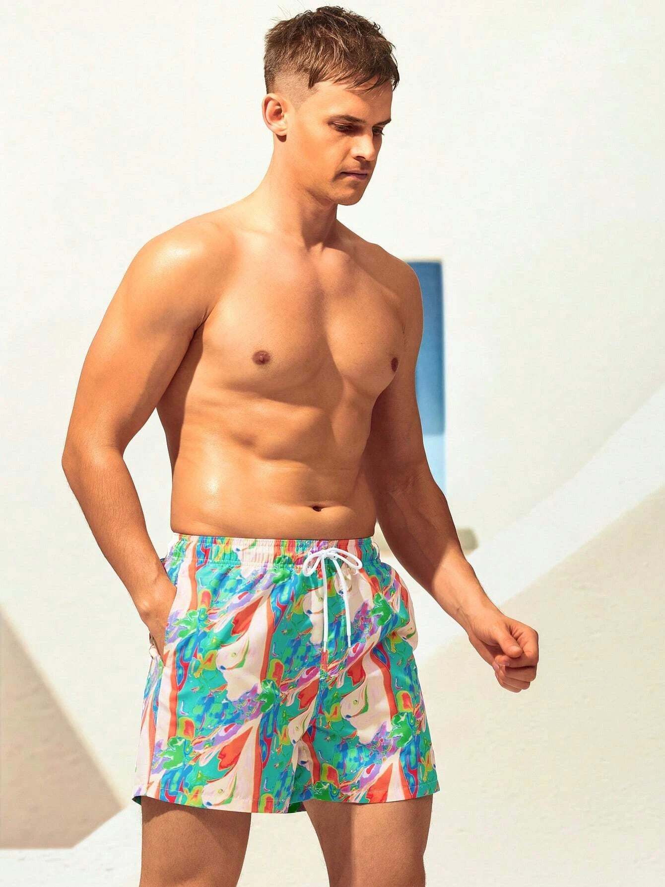 Tie Dye Print Swim Trunks-Waves And Trunks