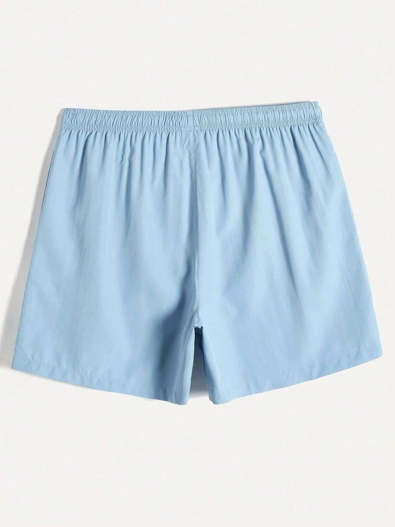 Drawstring Waist Non Stretch Swim Trunks-Waves And Trunks