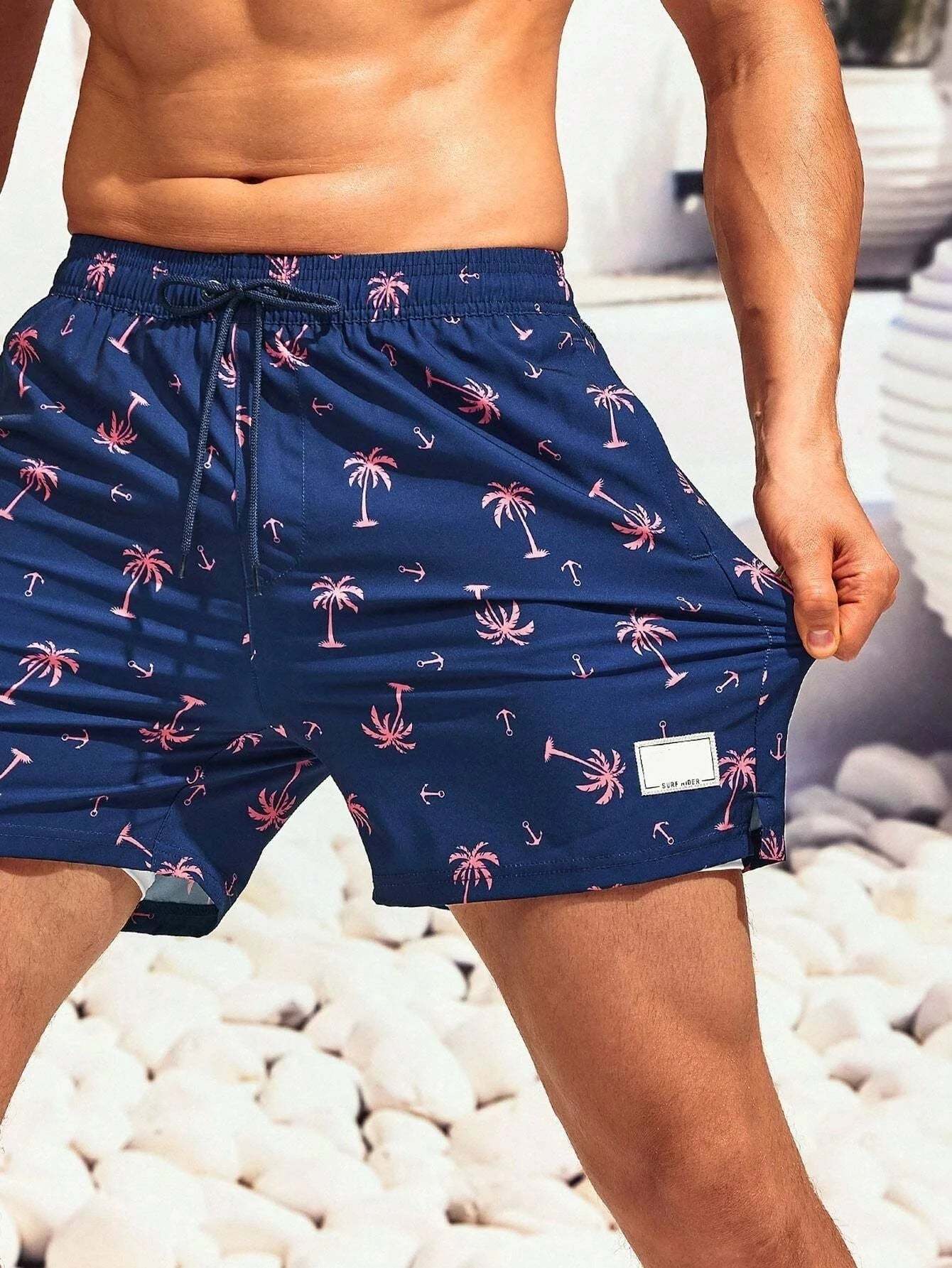 Coconut Tree Print 2 In 1 Shorts-Waves And Trunks