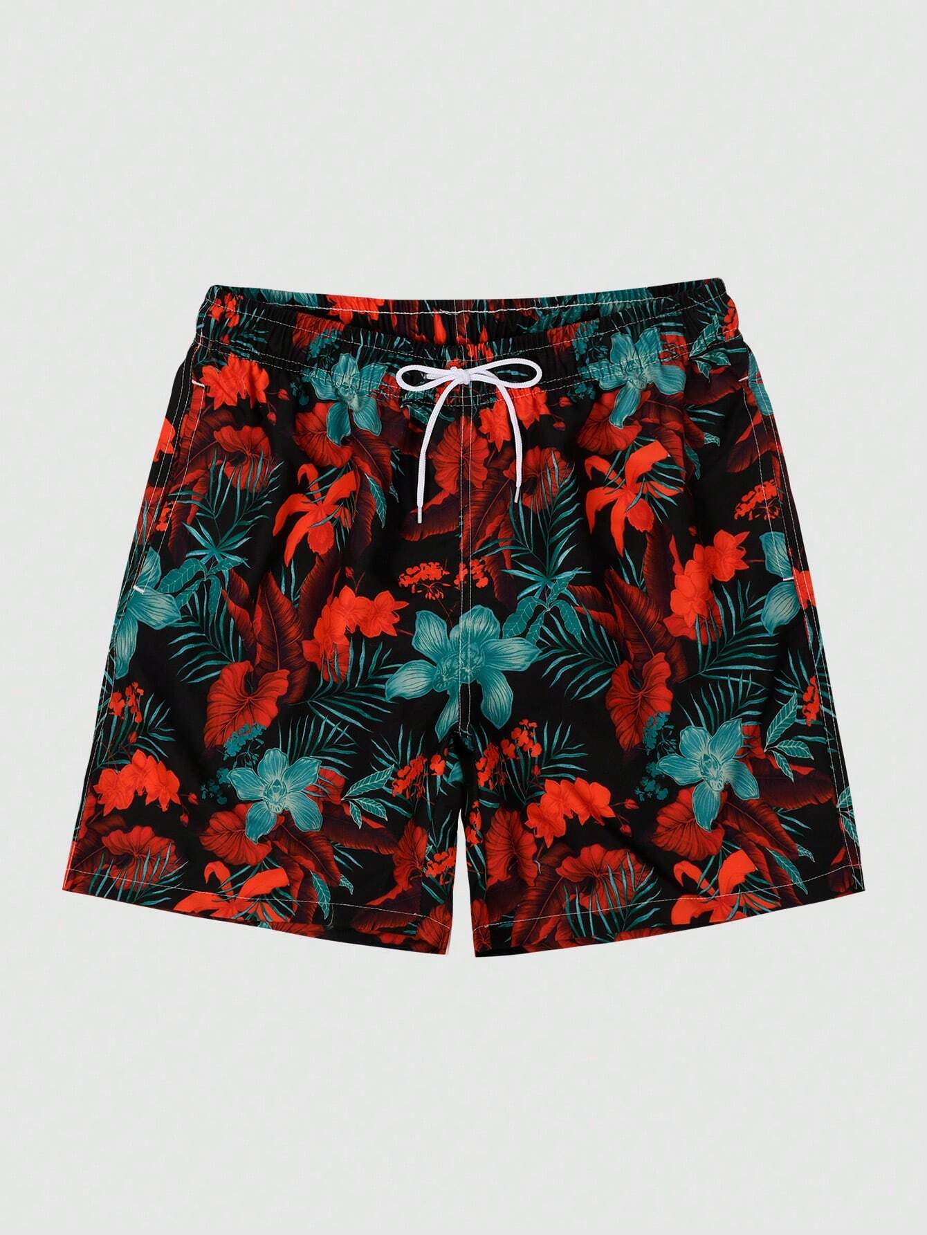 Drawstring All Over Print Tropical Trunks-Waves And Trunks