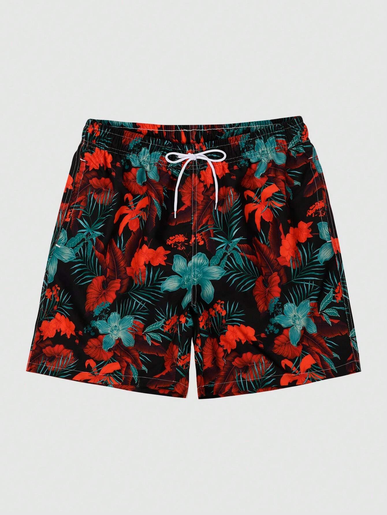 Drawstring All Over Print Tropical Trunks-Waves And Trunks