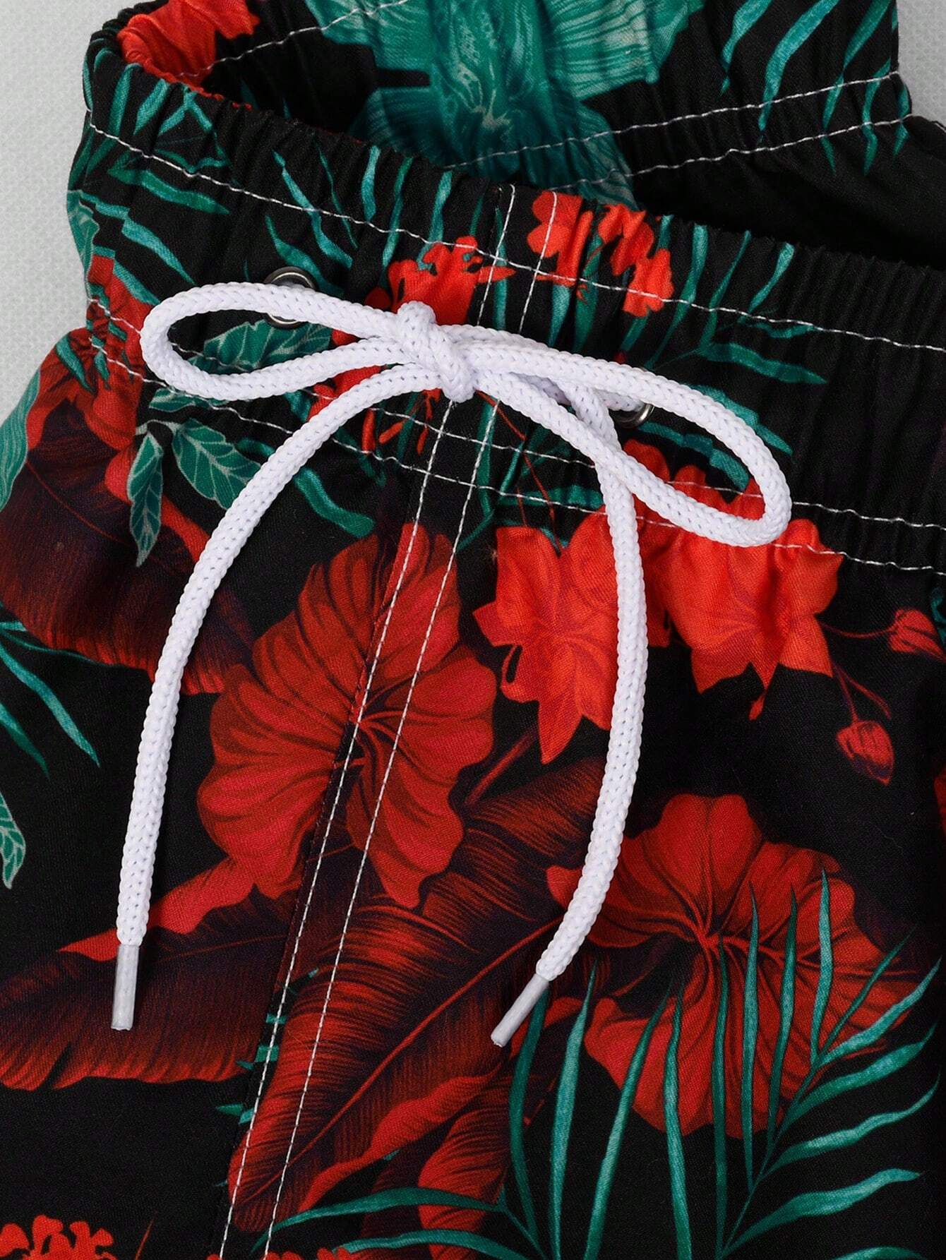 Drawstring All Over Print Tropical Trunks-Waves And Trunks