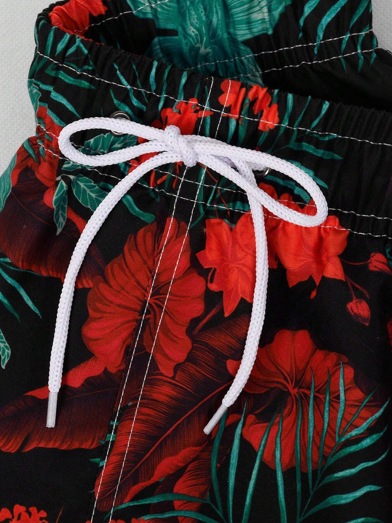 Drawstring All Over Print Tropical Trunks-Waves And Trunks