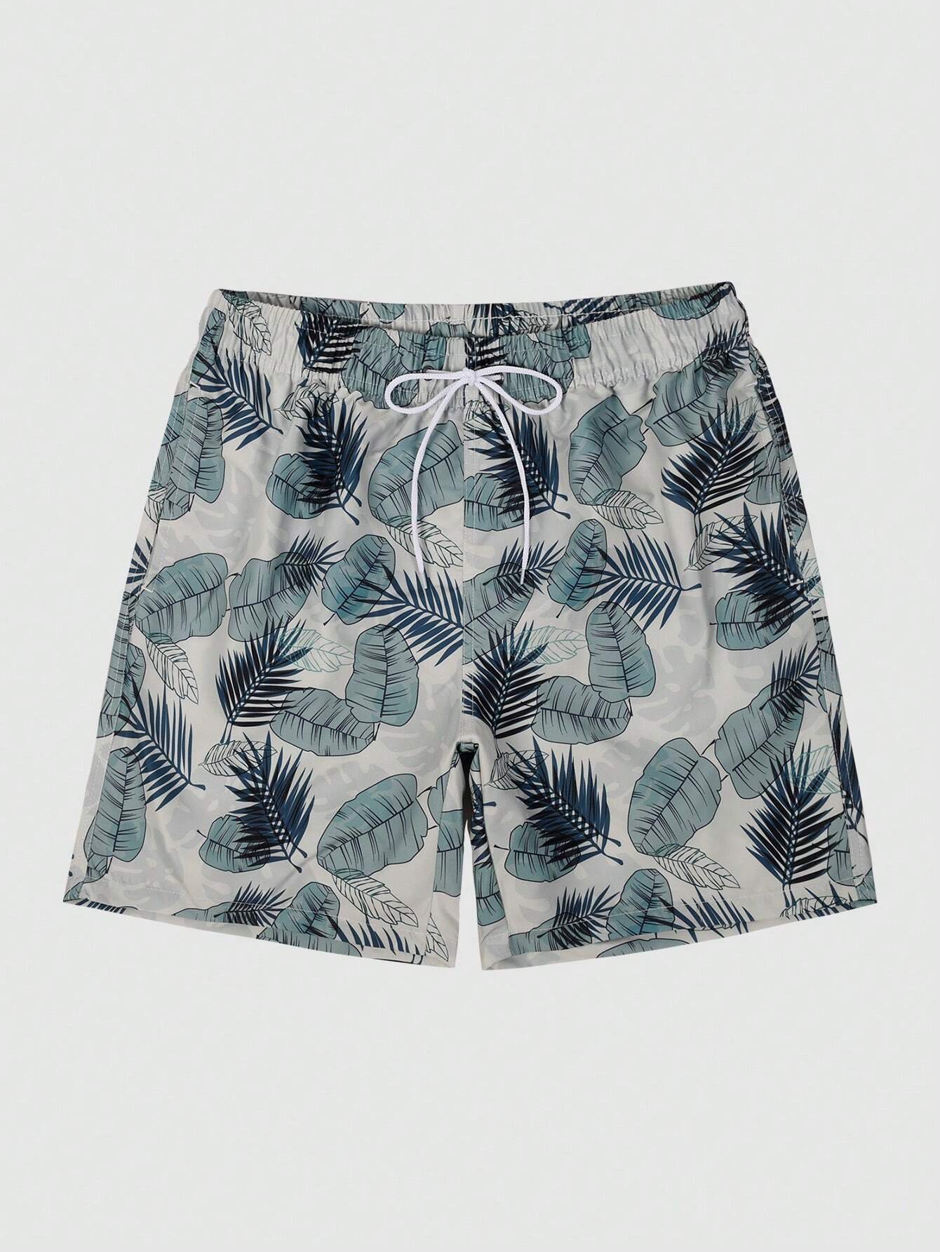 Tropical Printed Waist Swim Trunks-Waves And Trunks