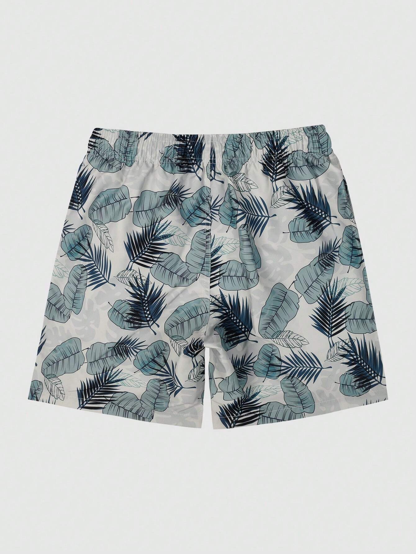 Tropical Printed Waist Swim Trunks-Waves And Trunks