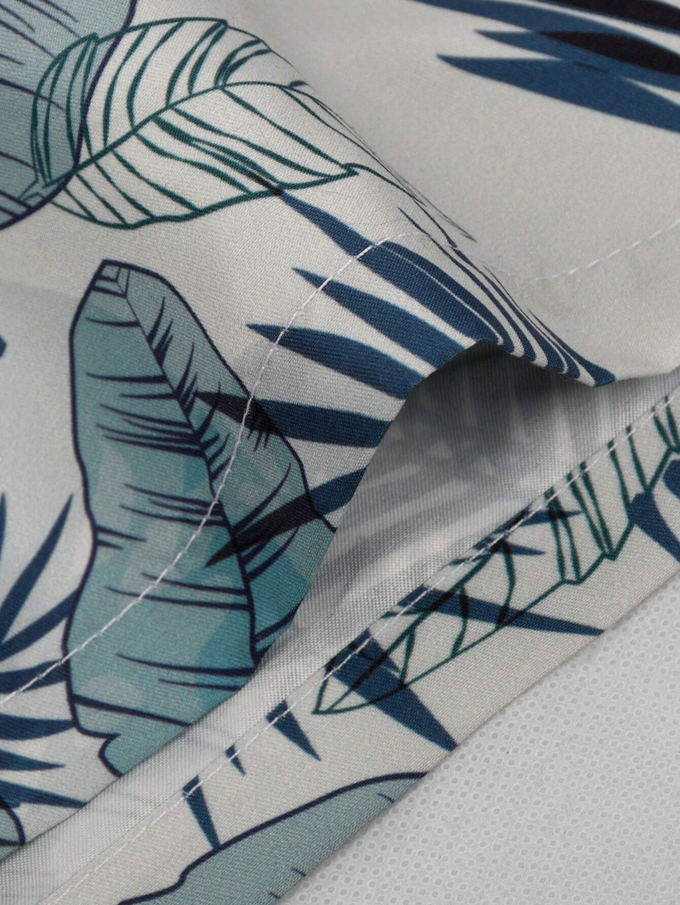 Tropical Printed Waist Swim Trunks-Waves And Trunks