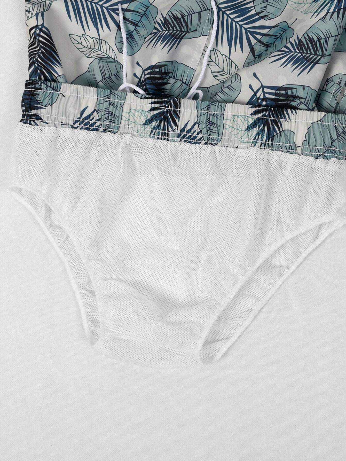 Tropical Printed Waist Swim Trunks-Waves And Trunks