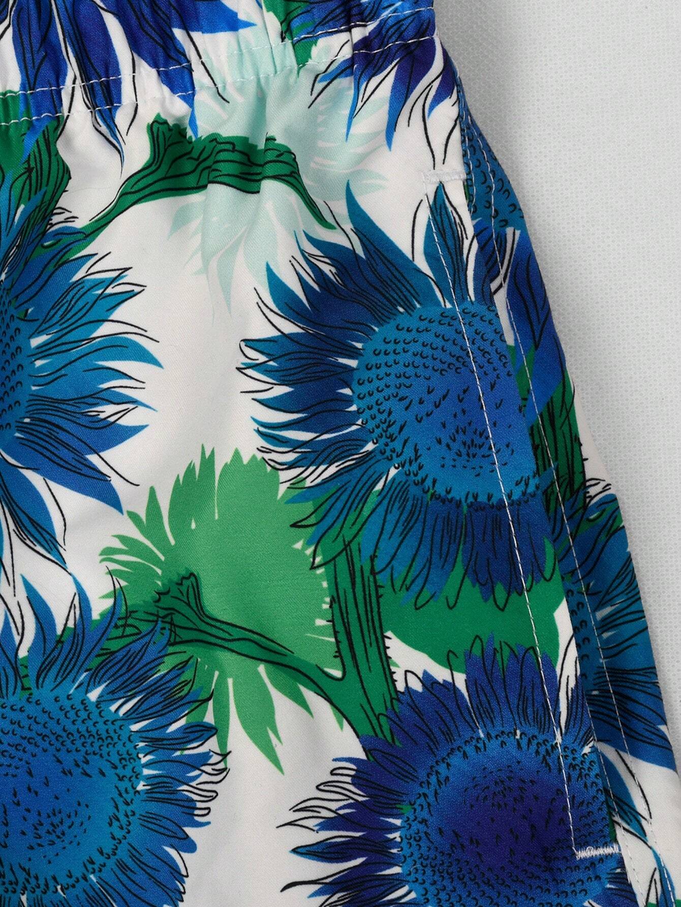 Sunflower Print Swim Trunks-Waves And Trunks