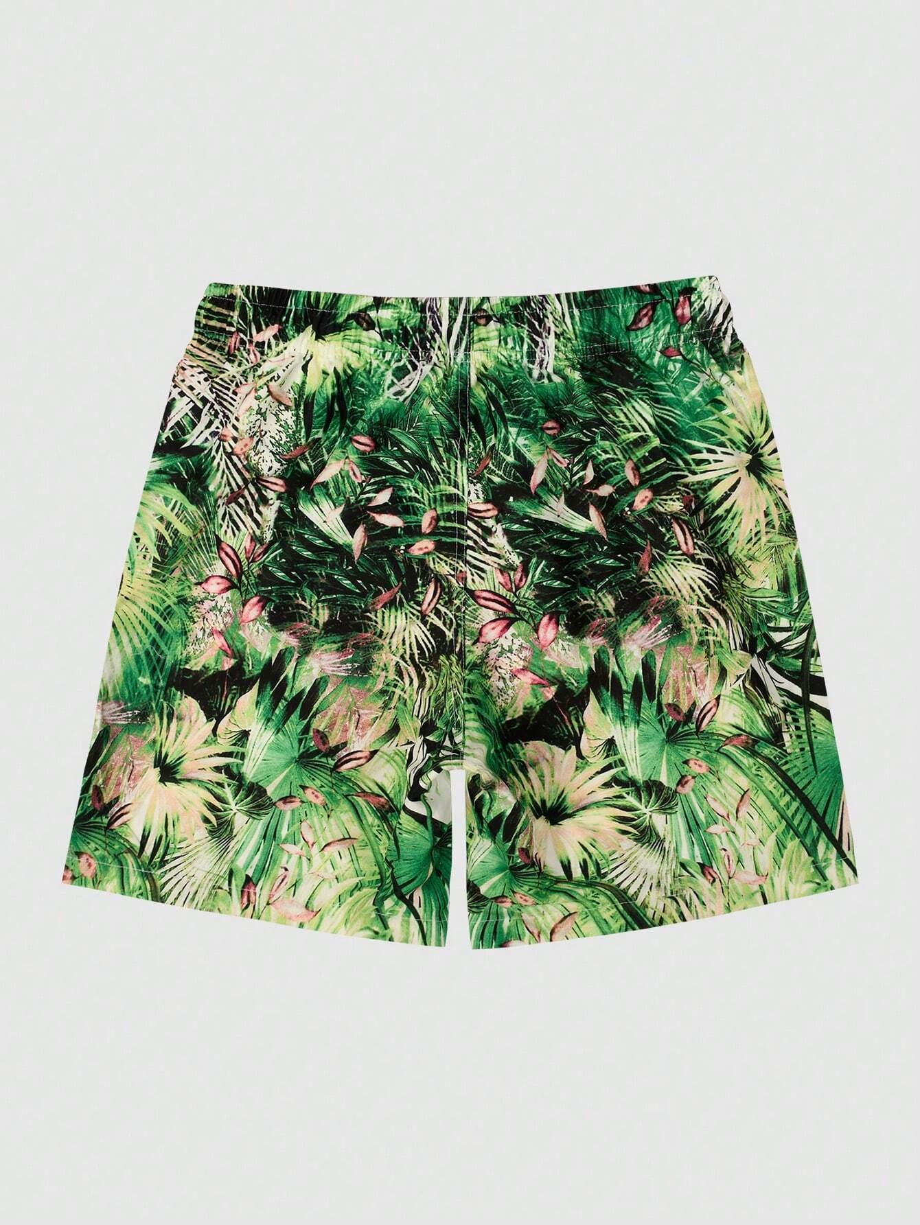 Printed Waist Swim Trunks-Waves And Trunks