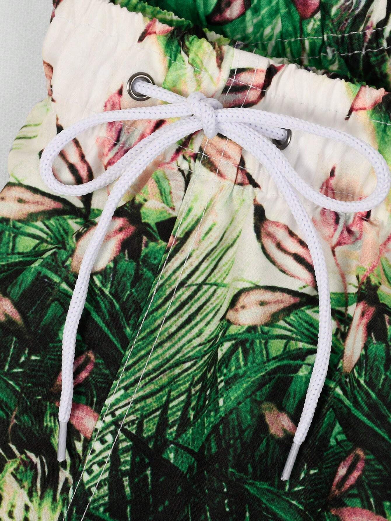 Printed Waist Swim Trunks-Waves And Trunks