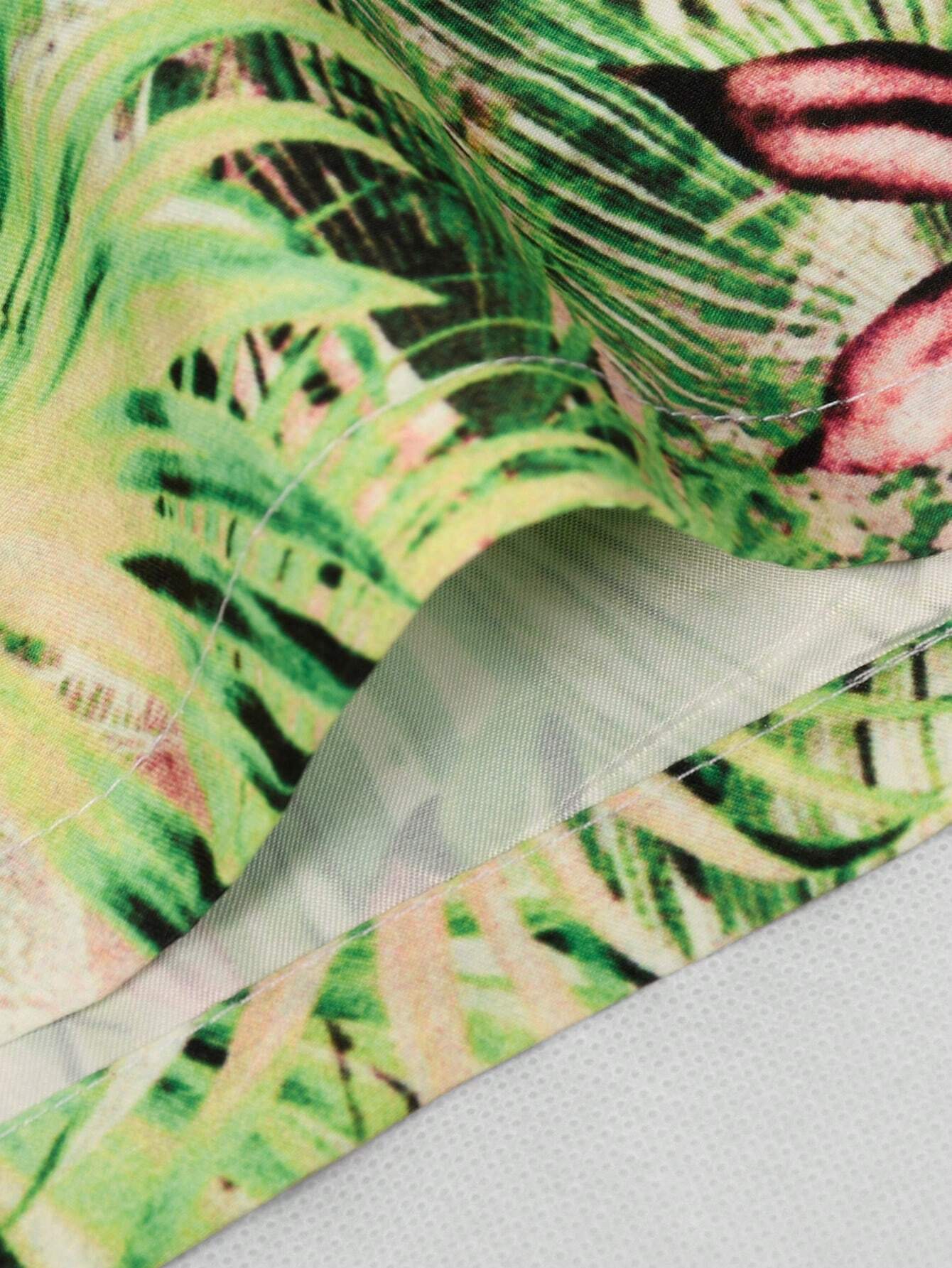 Printed Waist Swim Trunks-Waves And Trunks