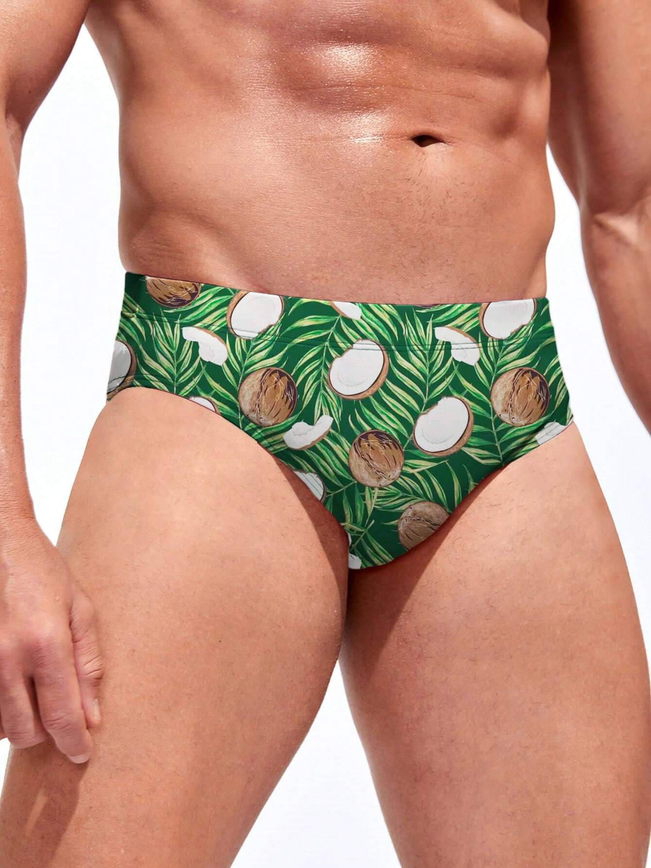 Coconut Print Swim Brief-Waves And Trunks