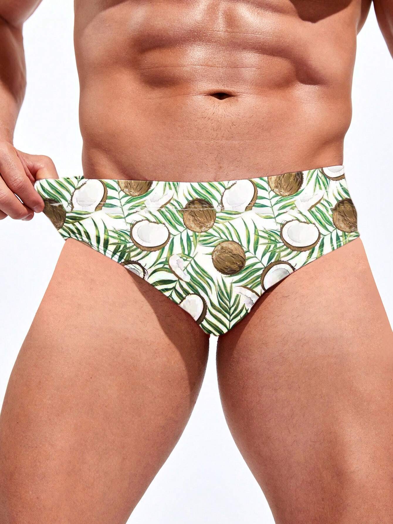Coconut Printed Swim Brief-Waves And Trunks