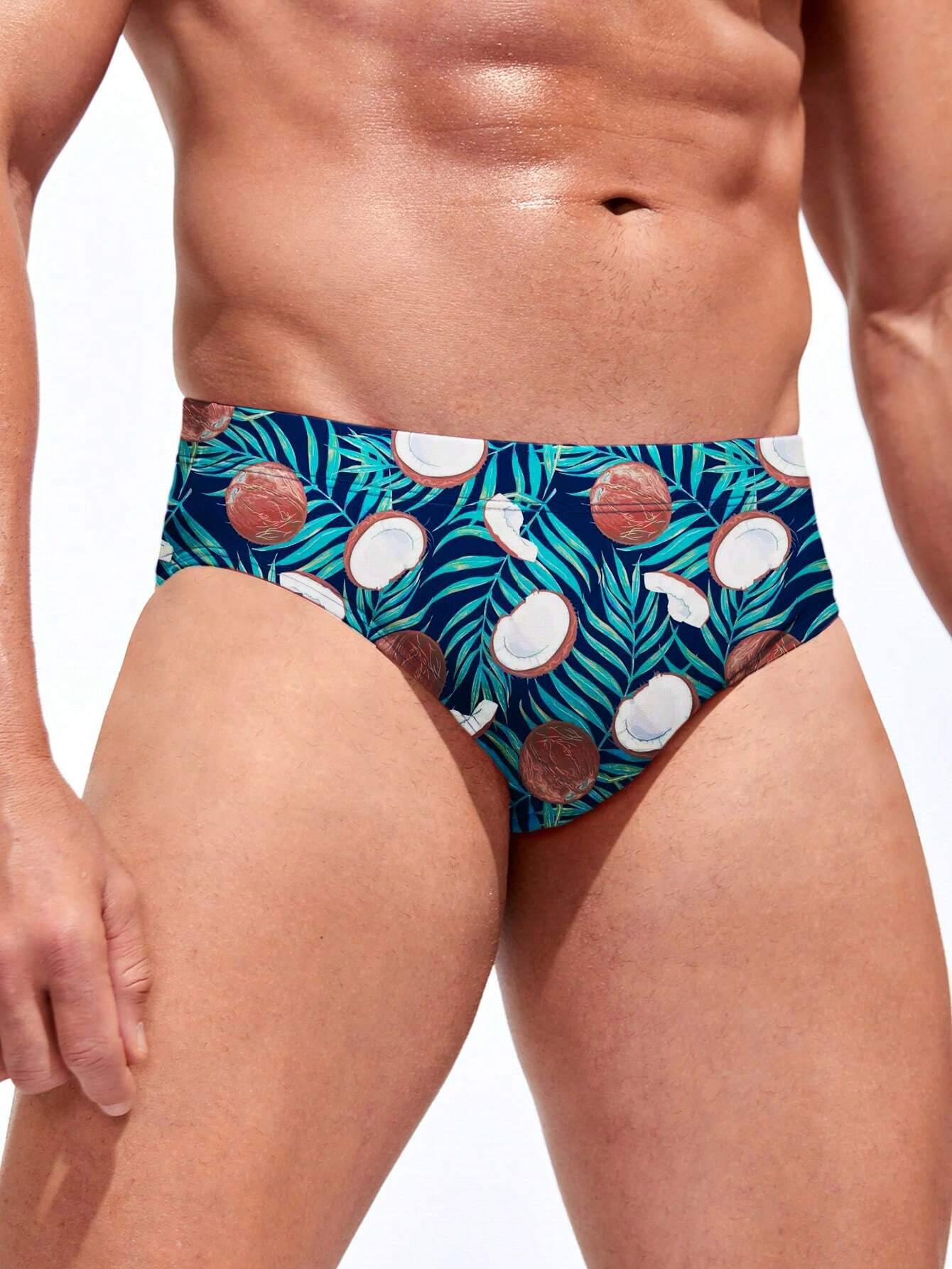 Coconut Print Swim Brief-Waves And Trunks