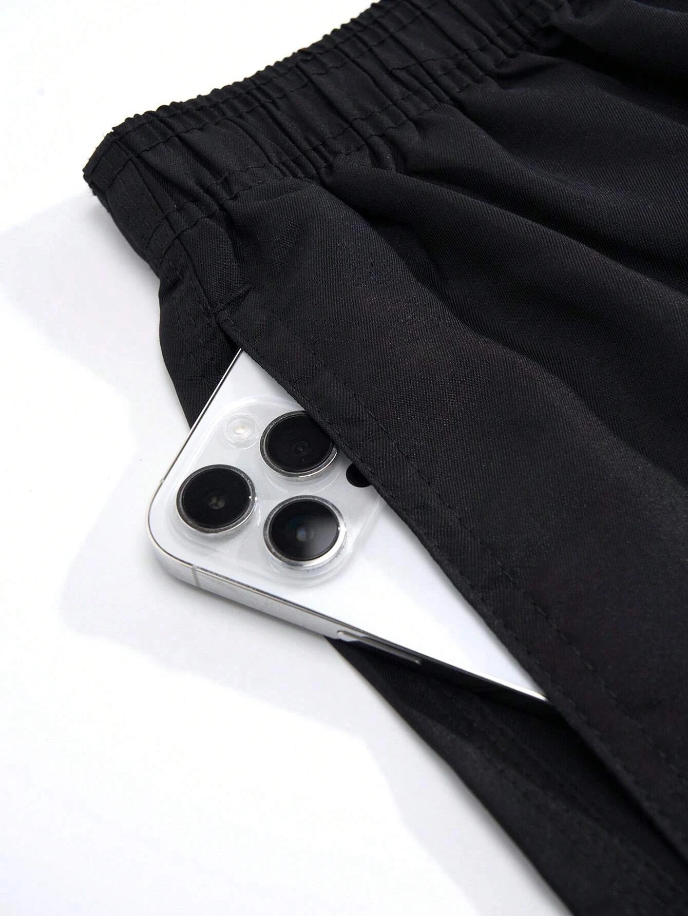 Plain Solid Drawstring Swim Trunks-Waves And Trunks