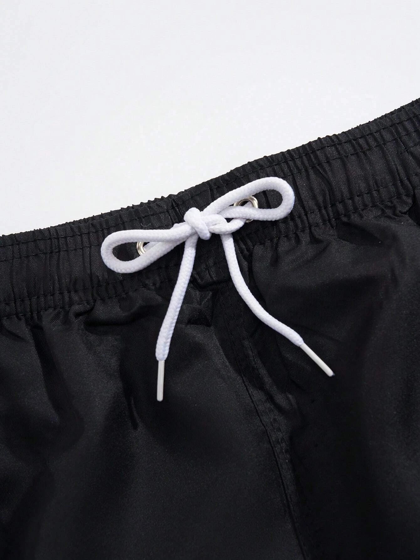 Plain Solid Drawstring Swim Trunks-Waves And Trunks