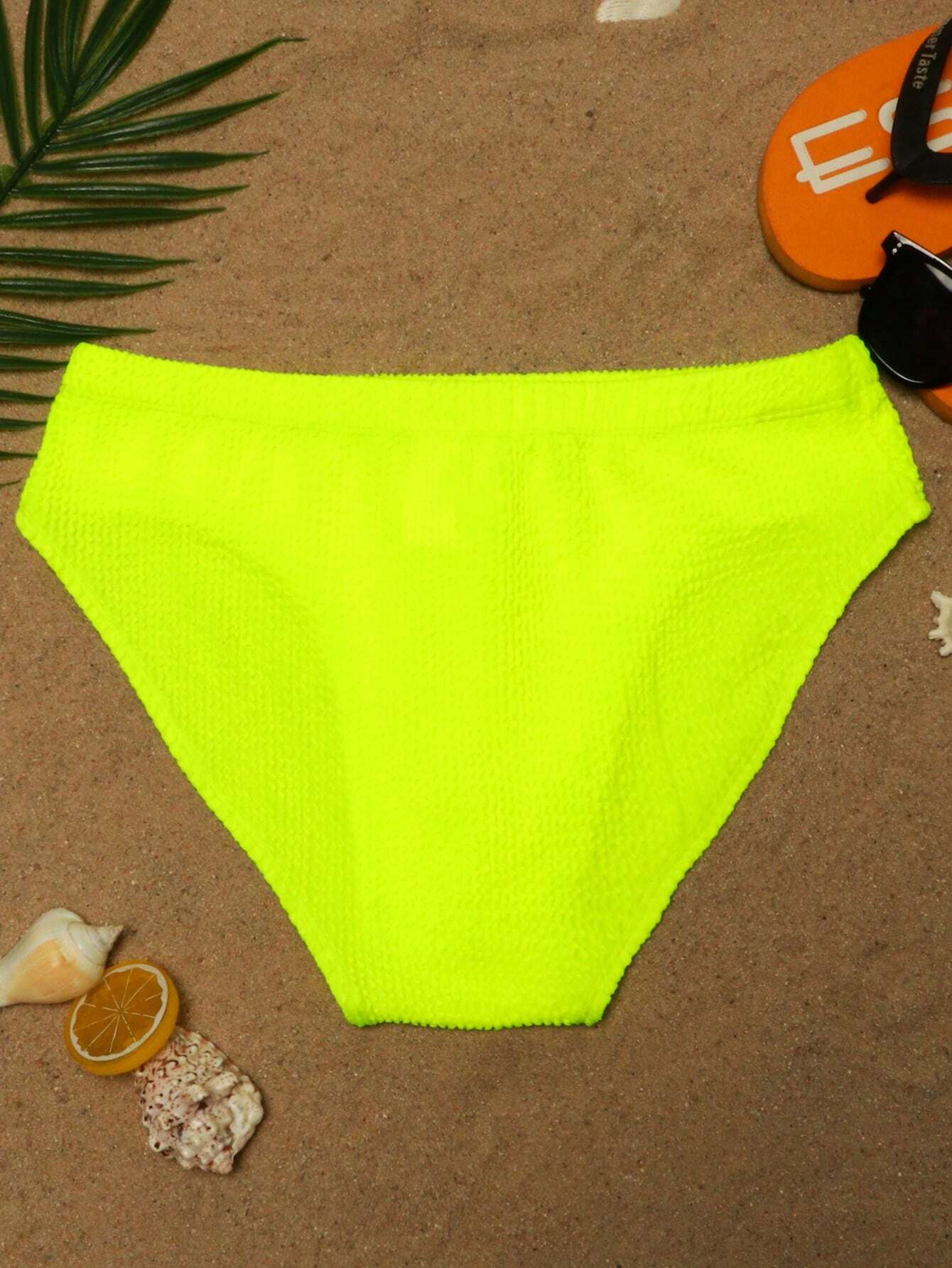 Neon Lime Solid Color Swim Brief-Waves And Trunks