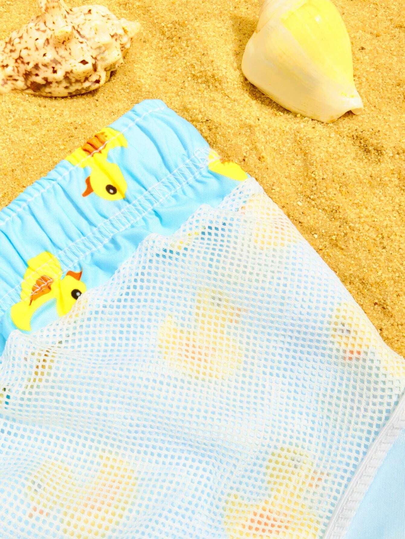 Duck Print Drawstring Waist Shorts-Waves And Trunks