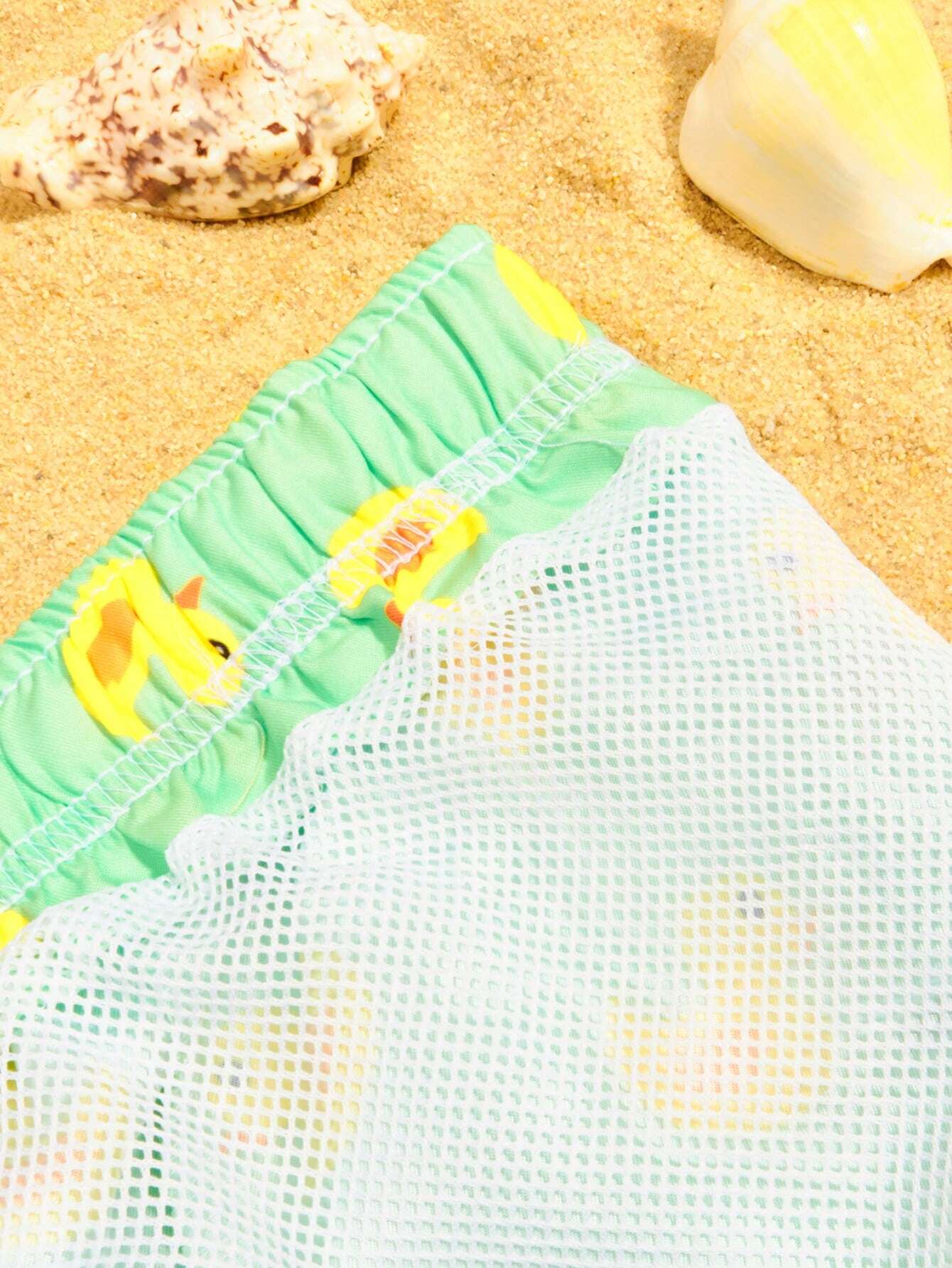 Duck Print Drawstring Waist Shorts-Waves And Trunks