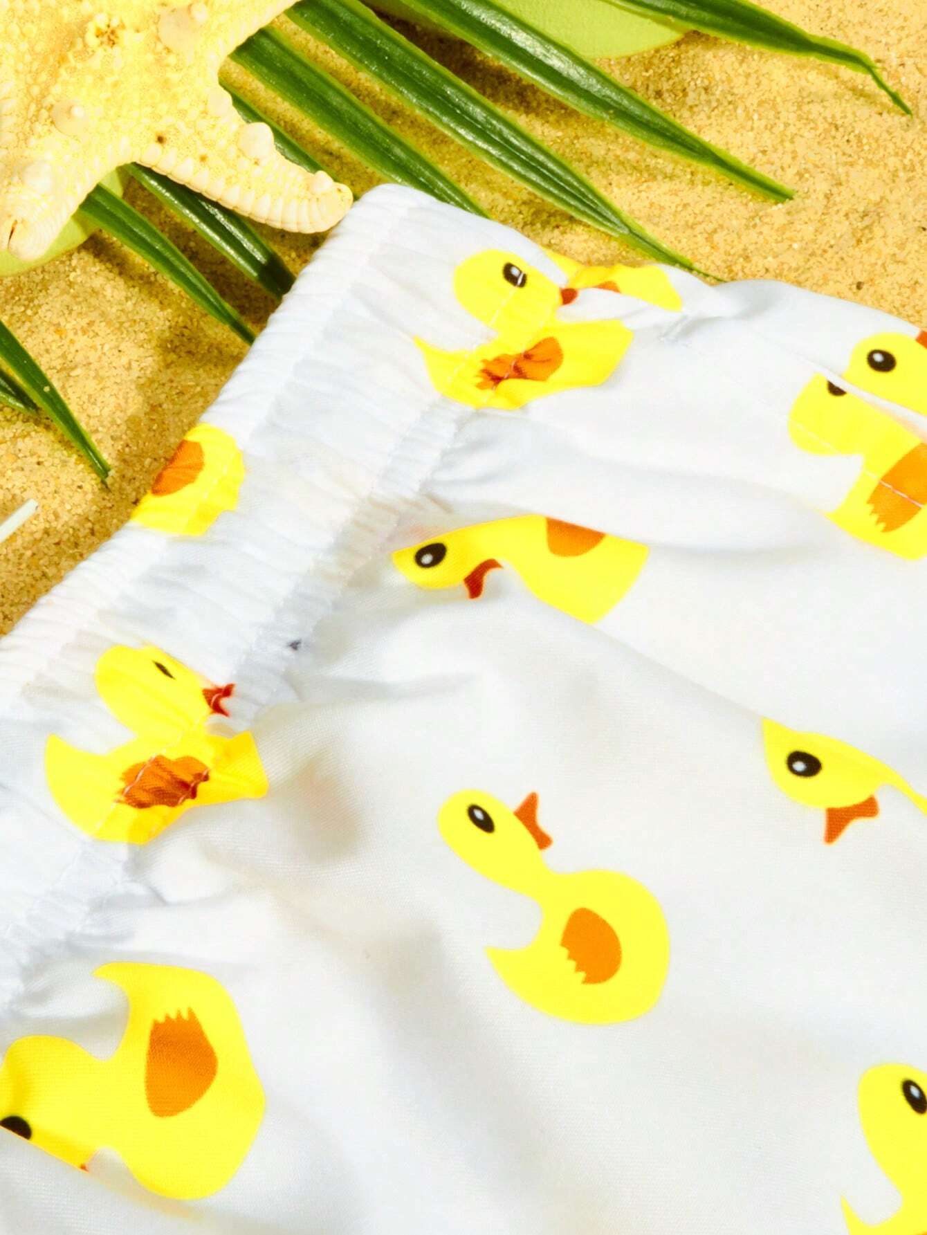 Duck Print Drawstring Waist Shorts-Waves And Trunks