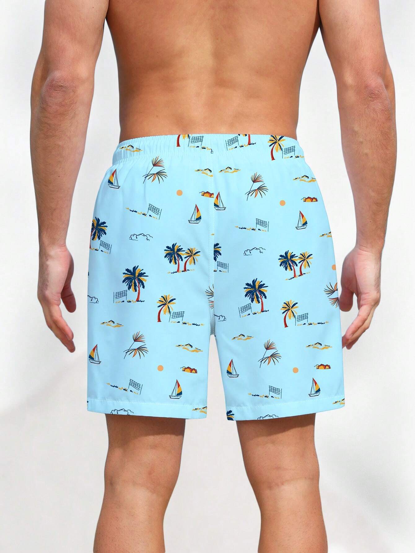 Tropical Coconut Tree Print Pocket Trunks-Waves And Trunks