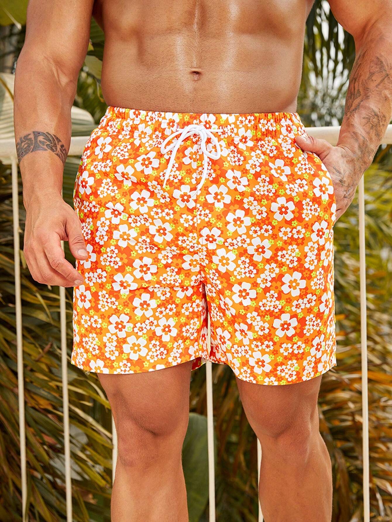 Vibrant Floral Swim Trunks-Waves And Trunks