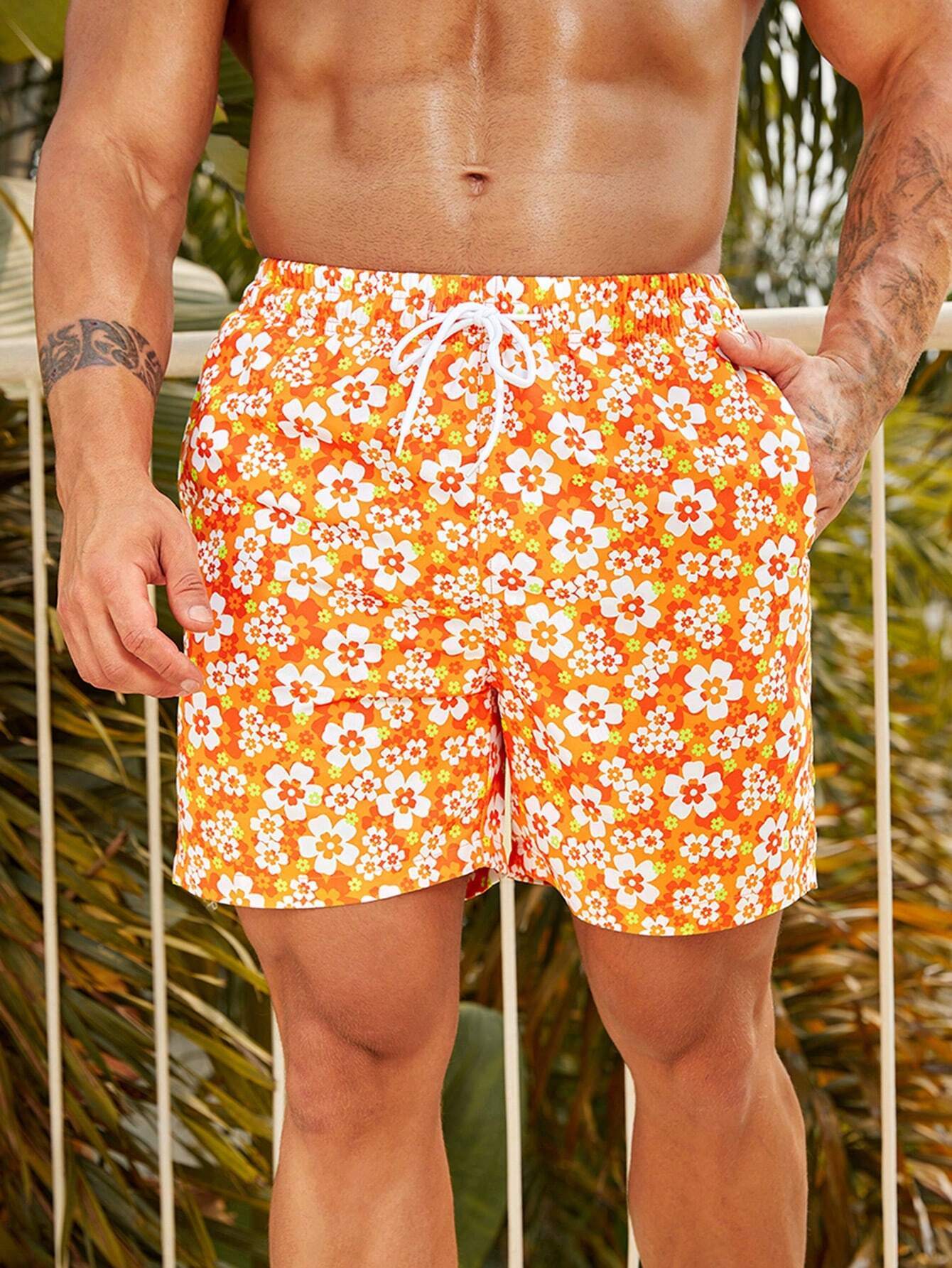 Vibrant Floral Swim Trunks-Waves And Trunks