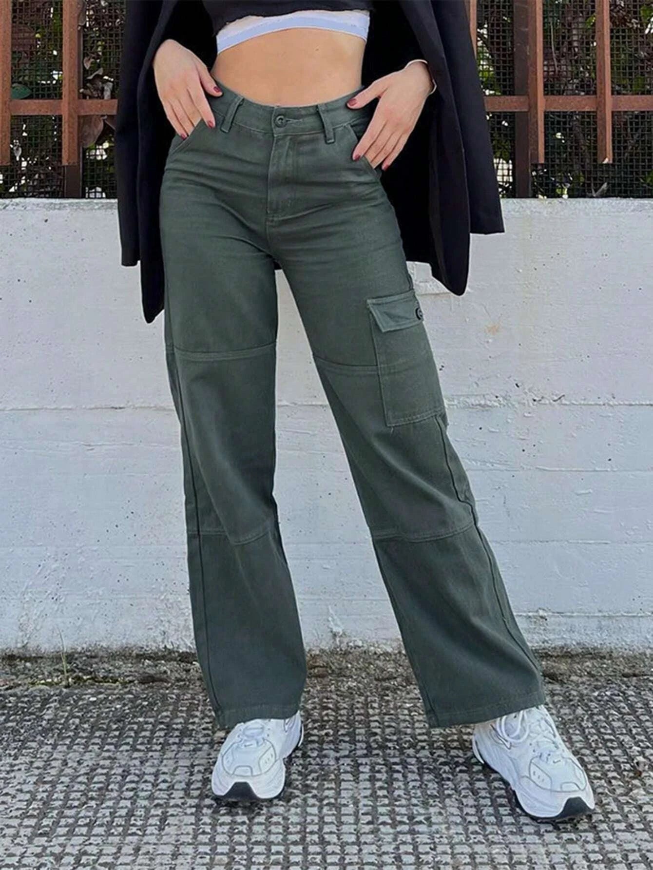 Plain Pocket Cargo Jeans-Waves And Trunks