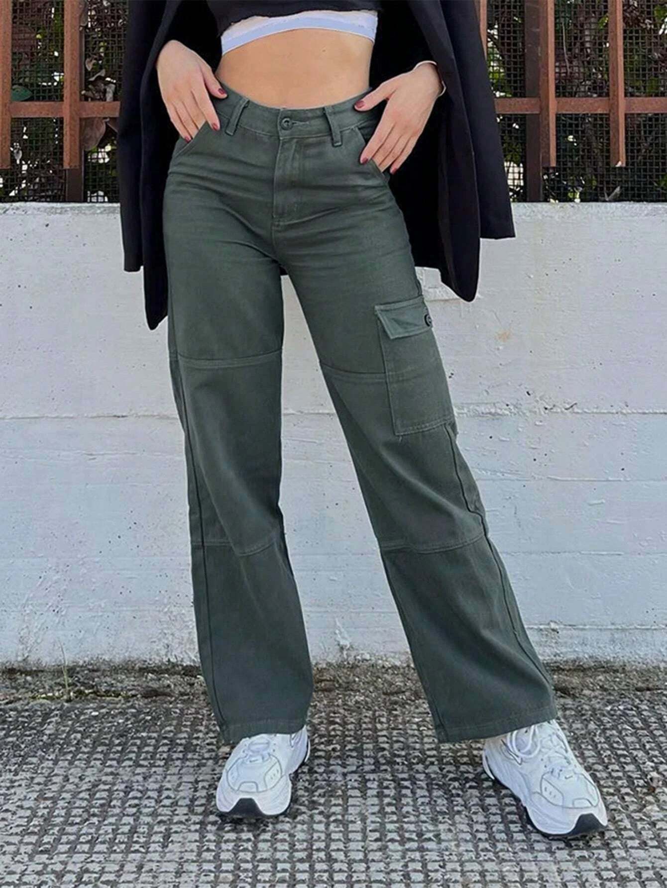 Plain Pocket Cargo Jeans-Waves And Trunks