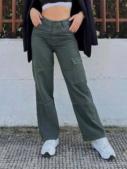 Plain Pocket Cargo Jeans-Waves And Trunks