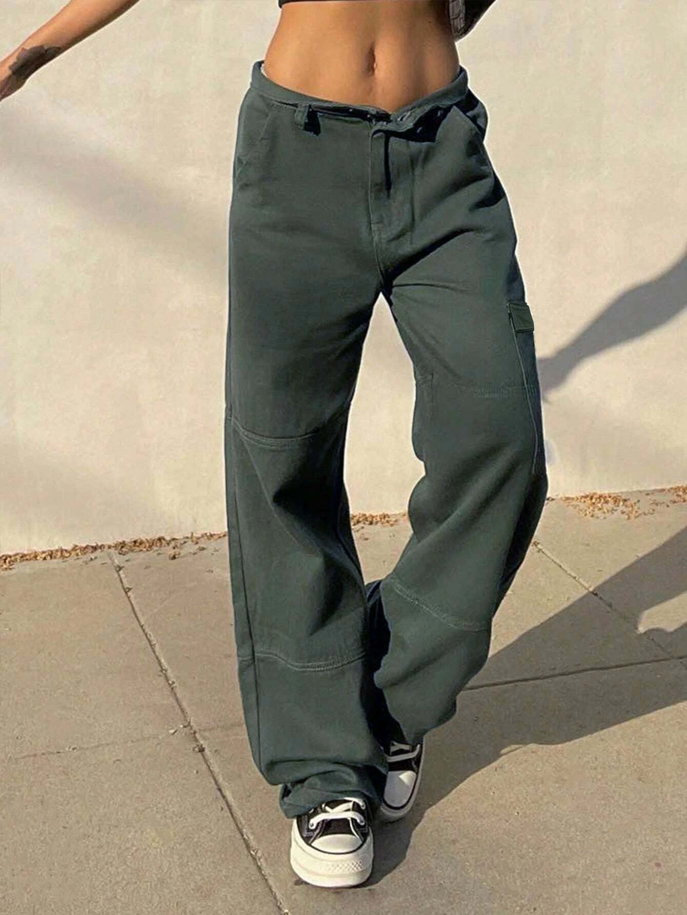 Plain Pocket Cargo Jeans-Waves And Trunks