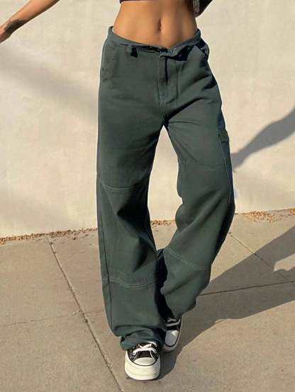 Plain Pocket Cargo Jeans-Waves And Trunks