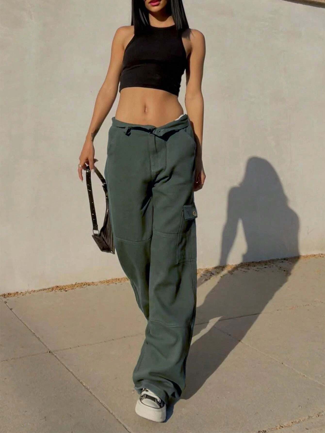 Plain Pocket Cargo Jeans-Waves And Trunks