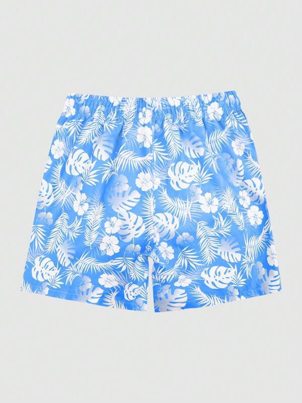 Tropical Paradise Print Swim Trunks-Waves And Trunks