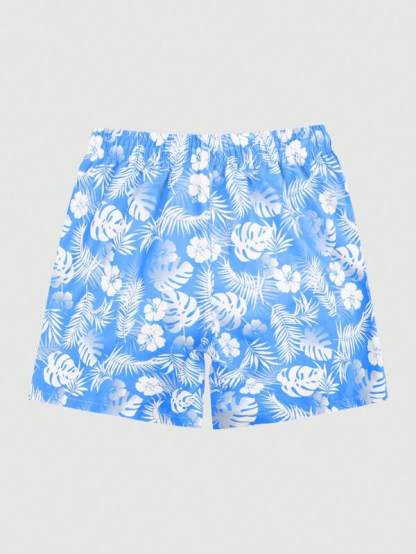 Tropical Paradise Print Swim Trunks-Waves And Trunks