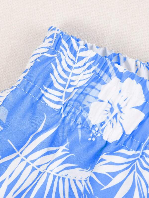 Tropical Paradise Print Swim Trunks-Waves And Trunks