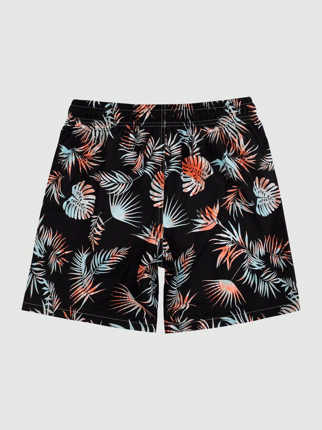 Drawstring Printed Swim Trunks-Waves And Trunks